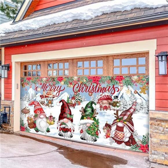 Christmas Santa Gnome Decal Wall Photo Props Hanging Backdrop Decor 6 x 13 ft - Picture 4 of 8